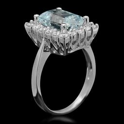 14K Gold 3.26ct Aquamarine 1.01ct Diamond Ring