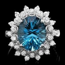 14k White Gold 5.50ct Topaz 0.70ct Diamond Ring