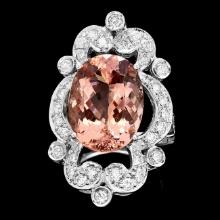 14k Gold 9.00ct Morganite 1.40ct Diamond Ring