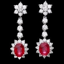 14k Gold 4.00ct Ruby 2.50ct Diamond Earrings