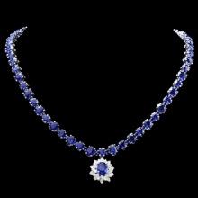 14k Gold 50ct Sapphire 2.00ct Diamond Necklace