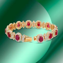 14K Gold 17.44cts Ruby & 11.96cts Diamond Bracelet