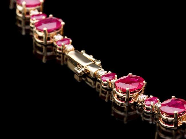 14k Yellow Gold 69ct Ruby 1.75ct Diamond Necklace