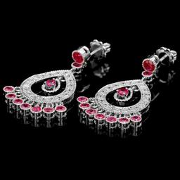 14k Gold 3.00ct Ruby 1.30ct Diamond Earrings