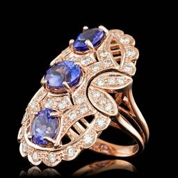 14k Rose 5.50ct Tanzanite 1.60ct Diamond Ring