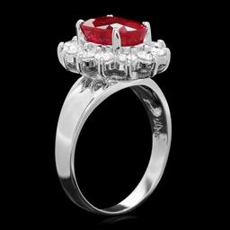 14k White Gold 3.40ct Ruby 1.00ct Diamond Ring