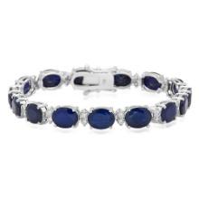 18K Gold 27.63ct Sapphire 1.41ct Diamond Bracelet