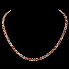 14k Gold 44.00ct Sapphire 1.00ct Diamond Necklace