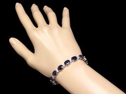 14k Gold 36.00ct Sapphire 1.55ct Diamond Bracelet