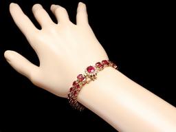 14k Yellow Gold 32ct Ruby 0.60ct Diamond Bracelet