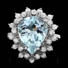 14k Gold 5.00ct Aquamarine 0.80ct Diamond Ring