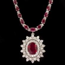 14k Gold 27.74ct Ruby 3.21ct Diamond Necklace