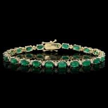 14k Gold 10ct Emerald 0.50ct Diamond Bracelet