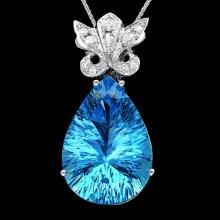 14k Gold 25.00ct Topaz 0.45ct Diamond Pendant