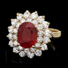 14k Yellow Gold 3.00ct Ruby 1.60ct Diamond Ring