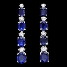 14k Gold 6ct Sapphire .35ct Diamond Earrings