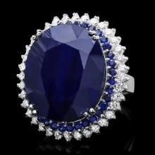 14k Gold 44.4ct Sapphire 1.35ct Diamond Ring