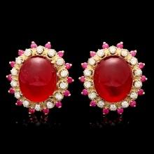 14k Gold 22.7ct Ruby 0.80ct Diamond Earrings