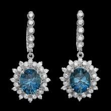 14k Gold 8.00ct Topaz 1.80ct Diamond Earrings