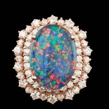 14k Rose Gold 6.00ct Opal 2.00ct Diamond Ring