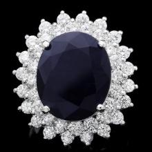 14k Gold 11.50ct Sapphire 2.50ct Diamond Ring