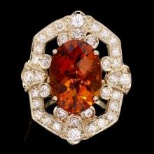 14k Gold 5.40ct Citrine 1.30ct Diamond Ring