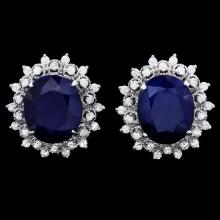 14k Gold 18ct Sapphire 1.35ct Diamond Earrings