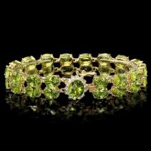 14k Gold 45ct Peridot 0.50ct Diamond Bracelet