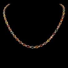 14K Gold 35.35ct Multi Color Sapphire 1.41ct Diamond Necklace