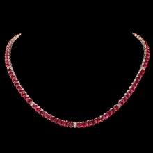 14k Gold 52.00ct Ruby 1.00ct Diamond Necklace