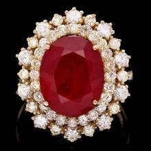 14k Yellow Gold 7.70ct Ruby 1.50ct Diamond Ring