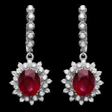 14k Gold 8.00ct Ruby 1.50ct Diamond Earrings