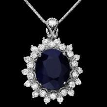 14k Gold 4.40ct Sapphire 0.85ct Diamond Pendant