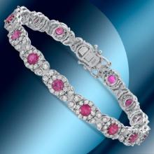 14K Gold 3.30cts Ruby & 4.20cts Diamond Bracelet