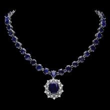 14k Gold 86ct Sapphire 1.40ct Diamond Necklace