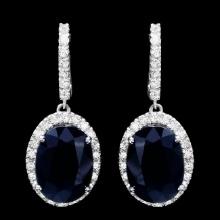 14k Gold 14ct Sapphire 1.50ct Diamond Earrings