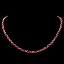 14k Gold 25.00ct Ruby 1.20ct Diamond Necklace