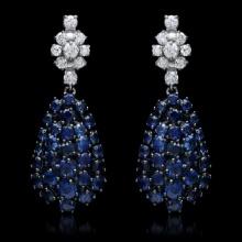 14K Gold 6.78ct Sapphire 0.68ct Diamond Earrings