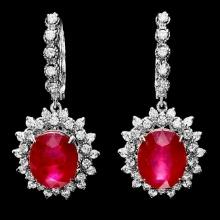 14k Gold 14.15ct Ruby 1.80ct Diamond Earrings