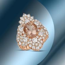 14K Gold 3.88cts Morganite, 0.85cts Sapphire & 4.51cts Diamond Ring