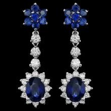 14k Gold 4.5ct Sapphire 1.40ct Diamond Earrings