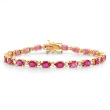 14K Gold 9.65ct Ruby 0.70cts Diamond Bracelet