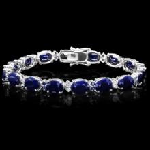 14k Gold 35ct Sapphire 0.70ct Diamond Bracelet