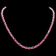 14k Gold 23ct Tourmaline 1.40ct Diamond Necklace