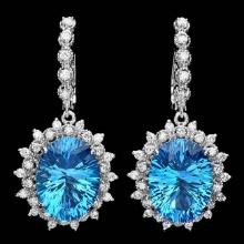 14k Gold 21.50ct Topaz 1.50ct Diamond Earrings