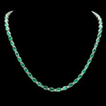 14k Gold 23ct Emerald 1.55ct Diamond Necklace