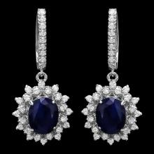 14k Gold 5.5ct Sapphire 1.70ct Diamond Earrings