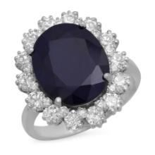 14K Gold 6.27ct Sapphire 1.63ct Diamond Ring