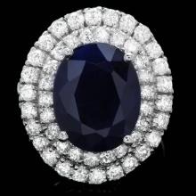 14k Gold 7.00ct Sapphire 1.75ct Diamond Ring