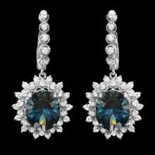 14k Gold 12.00ct Topaz 1.90ct Diamond Earrings